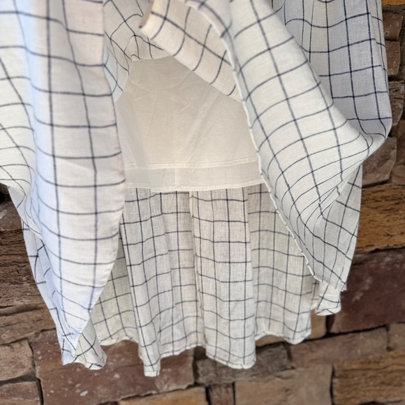 New SONOMA XL LINEN Pull On Button Up Lined White Navy Women's Hi Low Midi Skirt - Picture 6 of 12